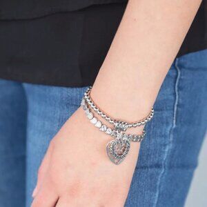 Paparazzi Jewelry Accessories -Think With Your Heart - Silver Bracelet - Vintage